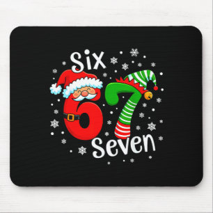 Six Seven 67 Meme 6 7 Elf Santa Christmas Mouse Pad