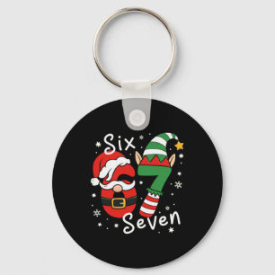 Six Seven 67 Meme 6 7 Elf Santa Christmas Pajamas  Key Ring