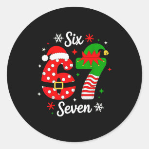 Six Seven 67 Meme 6 7 Santa Christmas Pajamas Kids Classic Round Sticker