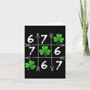 Six seven 67 meme 6 7 st patrick´s day shamrock  card