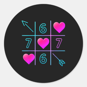 Six Seven 67 Meme 6 7 Valentines Day Heart Men Wom Classic Round Sticker