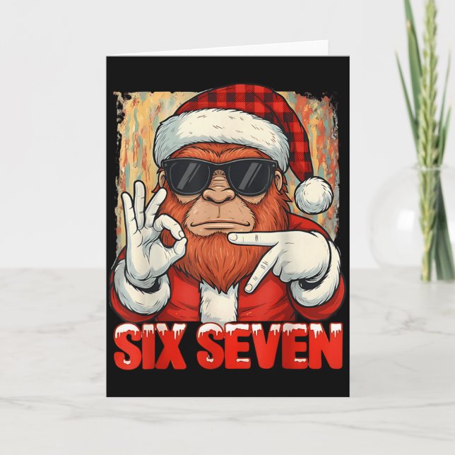 Six Seven 67 Meme Bigfoot Funny Chistmas Men Women Card (Front)