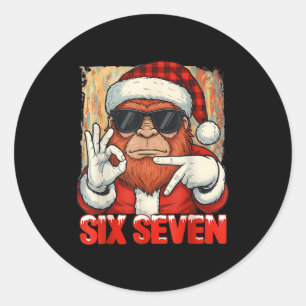 Six Seven 67 Meme Bigfoot Funny Chistmas Men Women Classic Round Sticker