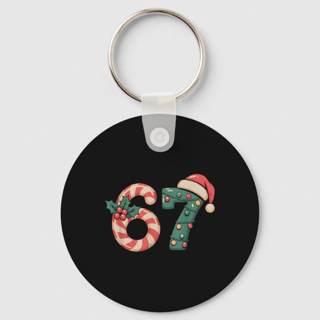 Six Seven 67 Meme Christmas  Key Ring (Front)