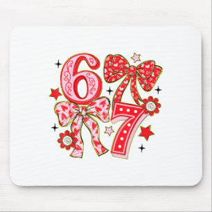 Six Seven 67 Meme Coquette Bow 6 7 Valentines Day  Mouse Pad