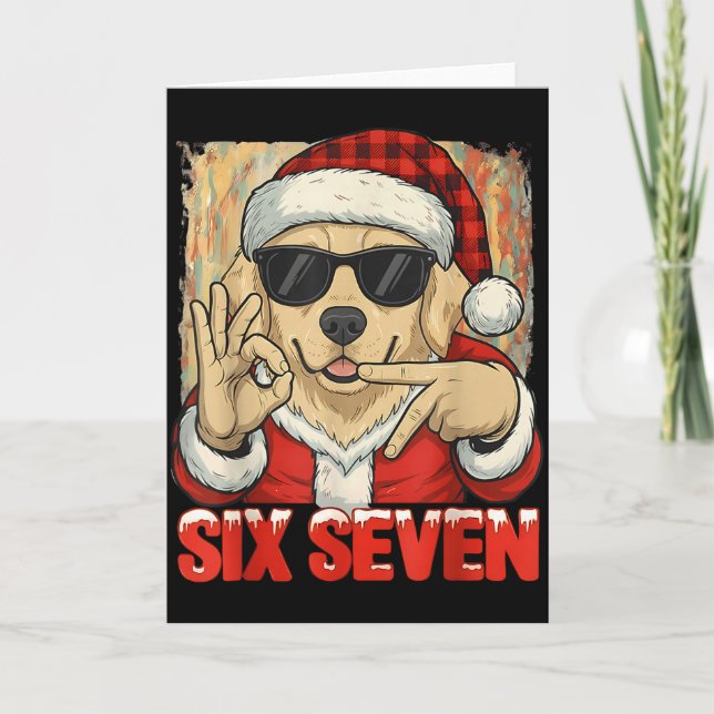 Six Seven 67 Meme Dog Funny Chistmas Men Women Boy Card (Front)