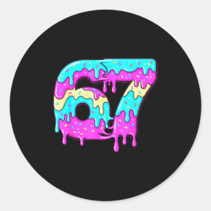 Six Seven 67 Meme Drippy Number 67 Ice Cream Classic Round Sticker