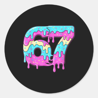 Six Seven 67 Meme Drippy Number 67 Ice Cream  Classic Round Sticker