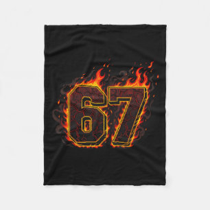 Six Seven 67 Meme Flames Fire Funny Gen Alpha Slan Fleece Blanket