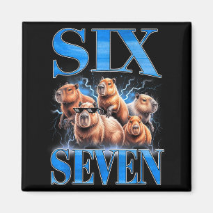 Six Seven 67 Meme Funny Capybara Bootleg Graphic Magnet