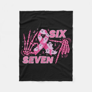 Six Seven 67 Meme Funny Skeleton Breast Cancer Awa Fleece Blanket