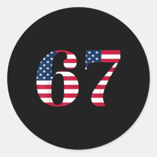 Six Seven 67 Meme Funny Us American Flag Halloween Classic Round Sticker