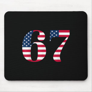 Six Seven 67 Meme Funny Us American Flag Halloween Mouse Pad