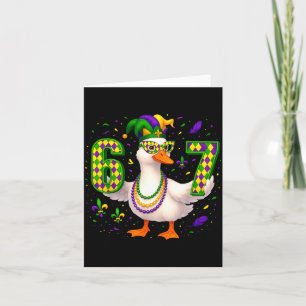 Six Seven 67 Meme Goose With Jester Hat &amp; Bead Card