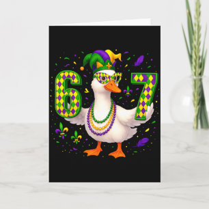 Six Seven 67 Meme Goose With Jester Hat &amp; Bead Card