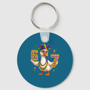 Six Seven 67 Meme Goose With Jester Hat &amp; Bead Key Ring