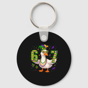Six Seven 67 Meme Goose With Jester Hat & Bead Key Ring