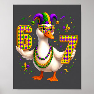 Six Seven 67 Meme Goose With Jester Hat & Bead Poster