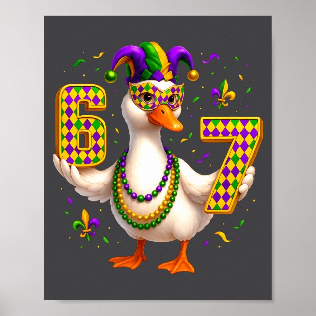Six Seven 67 Meme Goose With Jester Hat &amp; Bead Poster (Front)