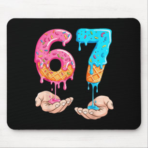 Six Seven 67 Meme Ice Cream Drip Funny Mouse Pad