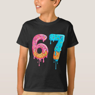 Six Seven 67 Meme Ice Cream Drip Funny  T-Shirt