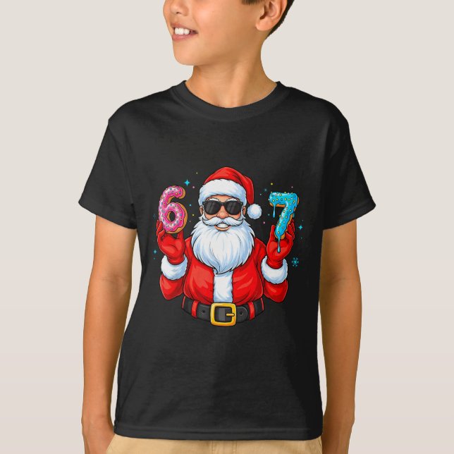Six Seven 67 Meme Santa 67 Ice Cream Drip Christma T-Shirt (Front)