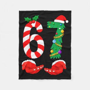 Six Seven 67 Meme Santa Christmas Holiday Funny  Fleece Blanket