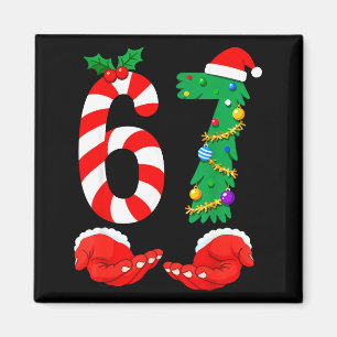Six Seven 67 Meme Santa Christmas Holiday Funny  Magnet