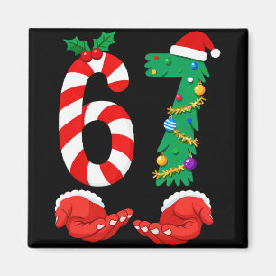 Six Seven 67 Meme Santa Christmas Holiday Funny Magnet