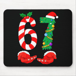 Six Seven 67 Meme Santa Christmas Holiday Funny  Mouse Pad