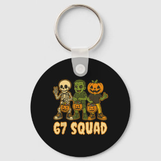 Six Seven 67 Squad Skeleton Pumpkin Halloween Boys Key Ring
