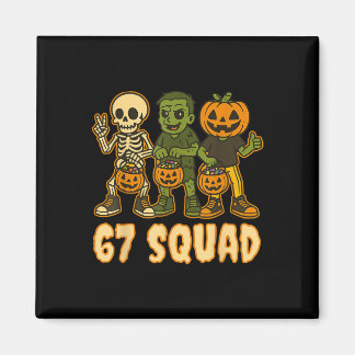 Six Seven 67 Squad Skeleton Pumpkin Halloween Boys Magnet
