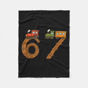Six Seven 67 Train Tracks Trains Numbers 6 And 7 V Fleece Blanket