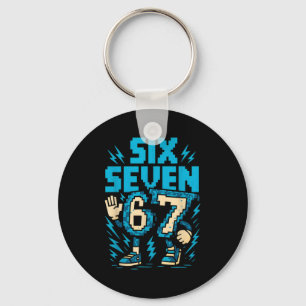 Six Seven 67 Xel Gamer Apparel Retro Block Style A Key Ring