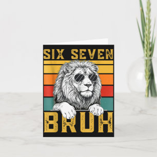 Six Seven 6 7 67 Meme Funny Lion Retro Vintage Des Card