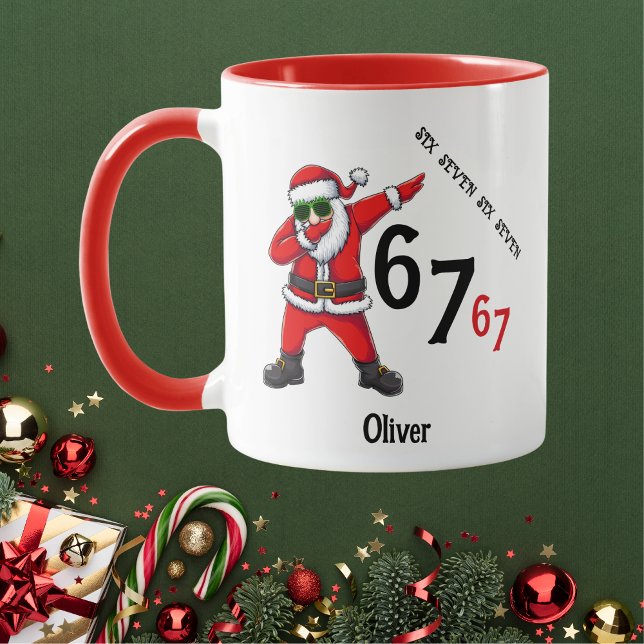 Six Seven 6 7 67 Meme Santa Dubbing Personalized Mug (Creator Uploaded)