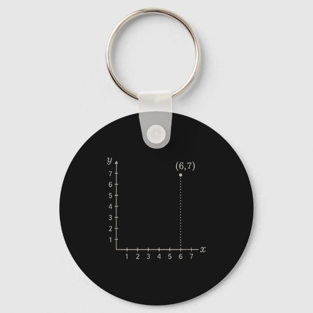 Six Seven 6 7 Coordinate Grid Plot Graph Plane Mem Key Ring (Front)