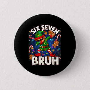 Six Seven 6 7 Funny Bruh Christmas Dabbing Elf Mat Cm Round Badge