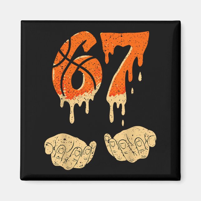 Six Seven 6 7 Gen Alpha Slang Basketball Ice Cream Magnet (Front)