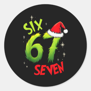 Six Seven 6 7 Gen Z Alpha Meme Slang Merry Christm Classic Round Sticker
