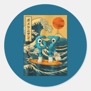 Six Seven 6-7 Japanese Great Wave Off Kanagawa 67  Classic Round Sticker