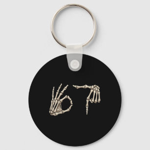 Six Seven 6 7 Meme 67 Skeleton Hand Halloween Cost Key Ring