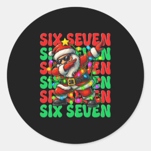 Six Seven 6 7 Meme Dabbing Santa Christmas 67 Paja Classic Round Sticker