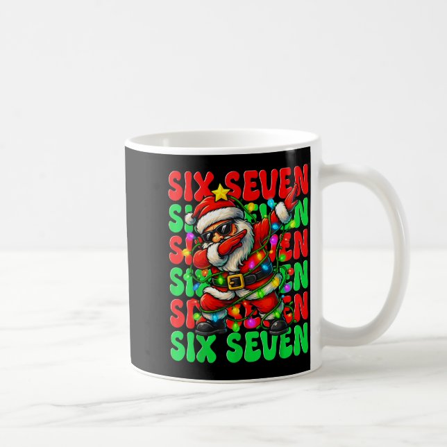 Six Seven 6 7 Meme Dabbing Santa Christmas 67 Paja Coffee Mug (Right)