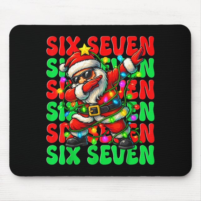 Six Seven 6 7 Meme Dabbing Santa Christmas 67 Paja Mouse Pad (Front)