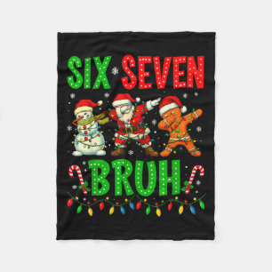 Six Seven 6 7 Meme Dabbing Santa Gingerbread Chris Fleece Blanket