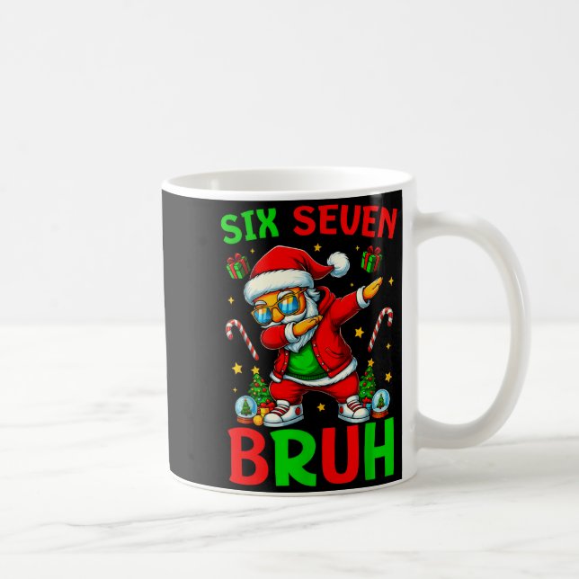 Six Seven 6 7 Meme Dabbing Santa Merry Christmas B Coffee Mug (Right)