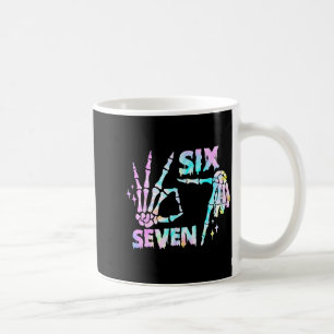 Six Seven 6 7 Meme Funny Skeleton Hands Sign Let's Coffee Mug