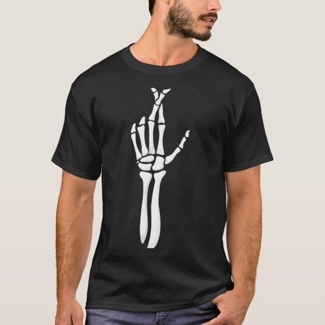 Six Seven 6 7 Meme Funny Skeleton Hands Sign Let's T-Shirt (Front)