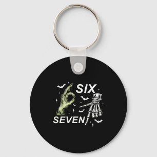 Six Seven 6 7 Meme Funny Witch Skeleton Hands Hall Key Ring